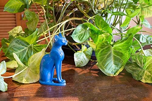 Classical Blue Bastet Cat Statue - Egyptian Goddess Collectible