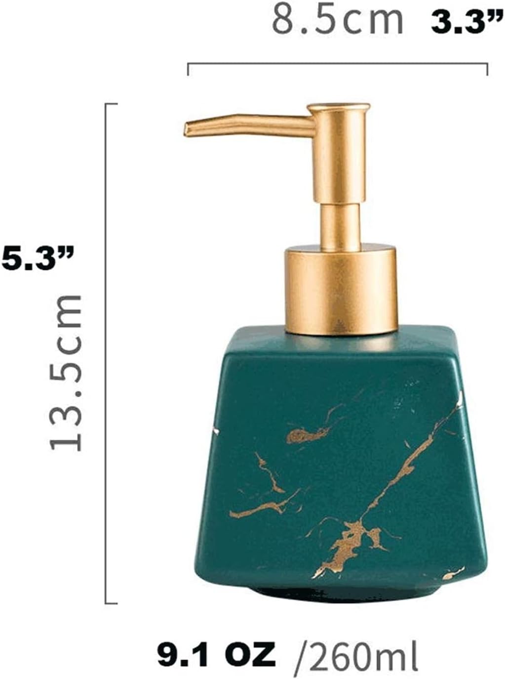 Ceramic Soap Dispenser 260 ML Refillable Pump Holder for Bathroom