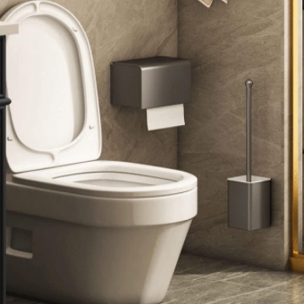 Soft Aluminum Toilet Brush with Wall-Mounted Holder