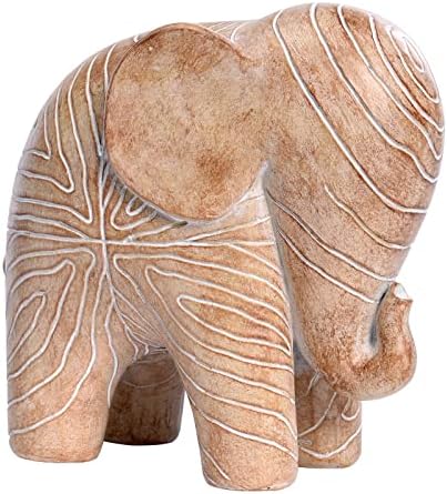 Kakizzy Elephant Statue African Wood Decor Boho Style