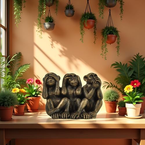 3 Wise Monkeys Statue for Home Decor - Bronze Figurine