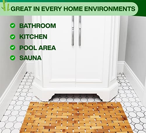 ZPirates Bamboo Bath Mat - 24 x 16 x 04 Inches