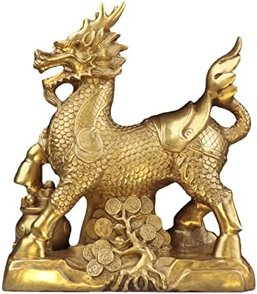 Usoway Office Copper Statues Money Tree and Qilin