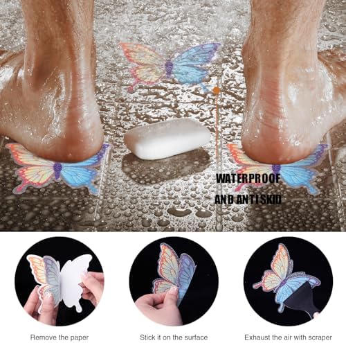 Secopad 20 PCS Non Slip Butterfly Bathtub Stickers