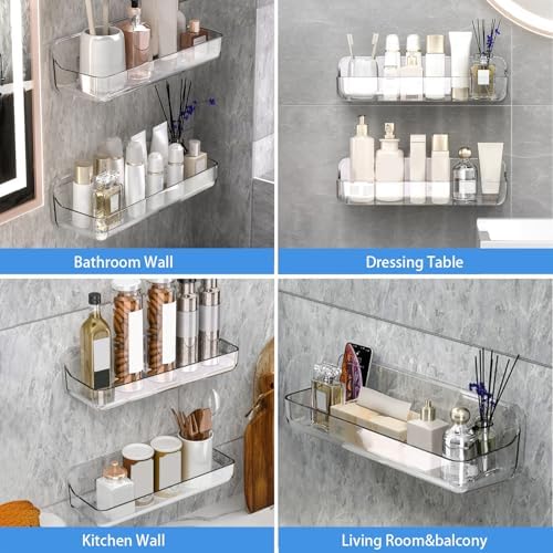 2pc Acrylic Wall Mount Organizer with Self Adhesive Tape