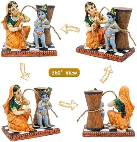 Maa Yashoda Binding Krishna Murti Statue - 51 Hand Painted Polystone