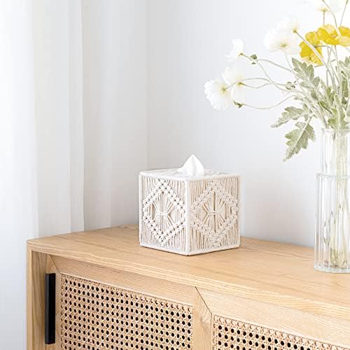 Mkono Boho Macrame Tissue Box Holder