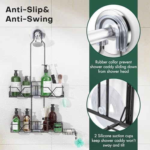 Sewulidon Upgraded Hanging Shower Caddy with Hooks and Storage