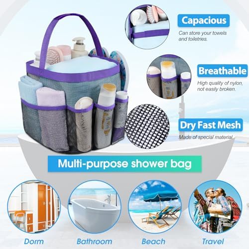Attmu Portable Mesh Shower Caddy with 8 Pockets
