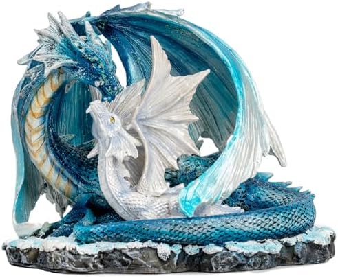 Fantasy Dragon Fairy Figurine Set - Mystic White Dragon Resin Decor