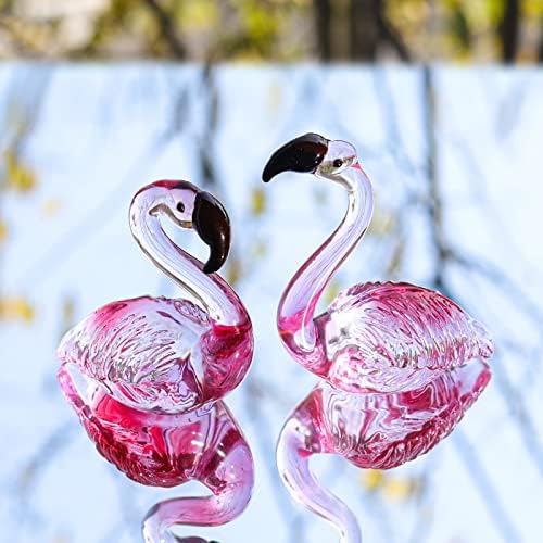 LONGWIN Handmade Flamingo Figurines 2 Pcs