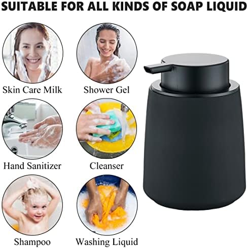 Eyrozia 12Oz Black Ceramic Soap Dispenser