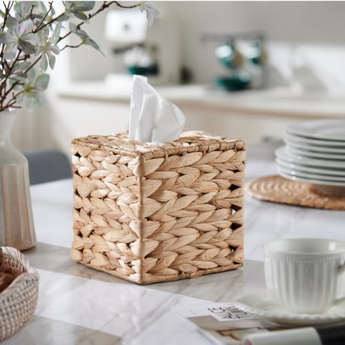 YANGQIHOME Rattan Tissue Box Cover - Boho Decorative Holder