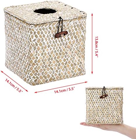 Sumnacon Seagrass Tissue Box Cover with Lid
