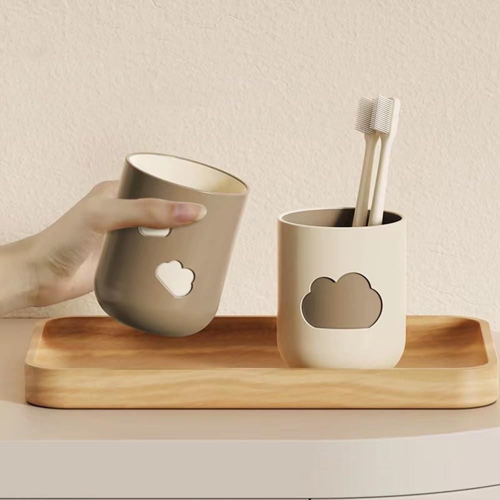RabyLeo Simple Cloud Mouthwash Cup Beige Brown