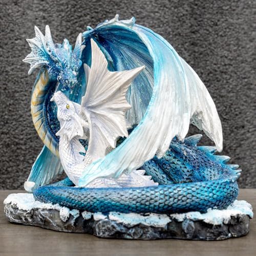 Fantasy Dragon Fairy Figurine Set - Mystic White Dragon Resin Decor