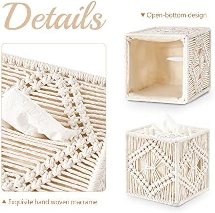 Mkono Boho Macrame Tissue Box Holder