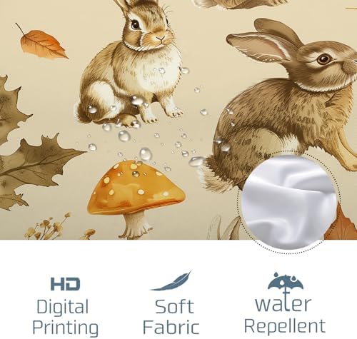 Fall Cartoon Rabbit Shower Curtain Set 72x78 Inch