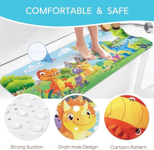 SHUCHING Dinosaur Bath Mat 40 X 16 Inch Non Slip