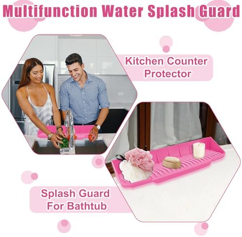 COITEK 165inch Silicone Bathtub Splash Guard with 6 Suction Cups