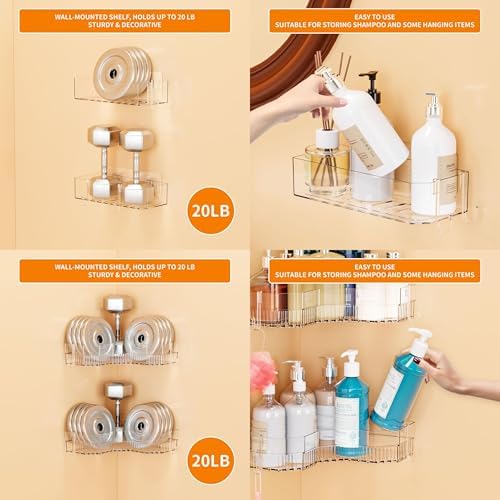 SUOXING 7 Pack Adhesive Shower Caddies Clear Acrylic 8 Hooks No Drilling