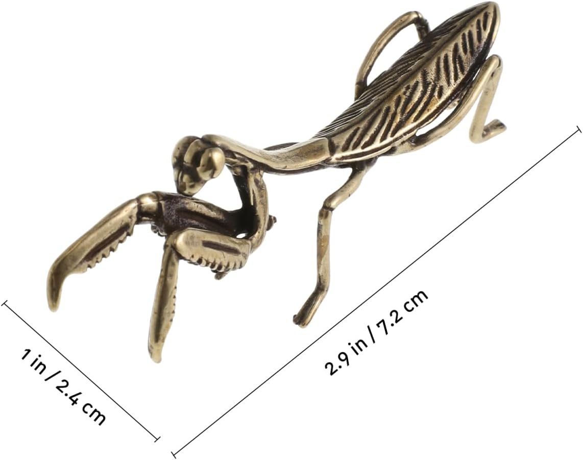 TOYANDONA Brass Mantis Sculpture - Golden Desktop Decor
