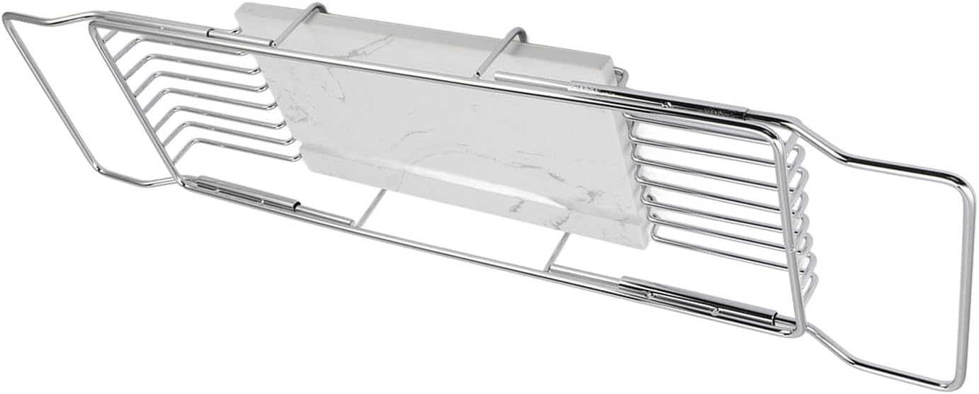 Fafeicy Metal Marble Bathtub Rack - Space Saving Multi Functional