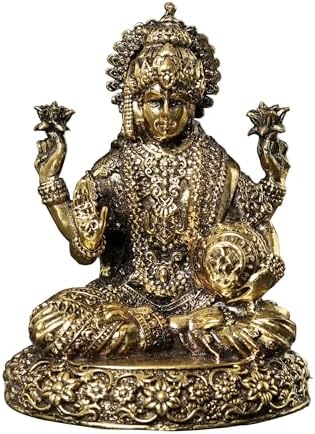 Exotic India Small Brass Lakshmi Statue for Diwali Puja