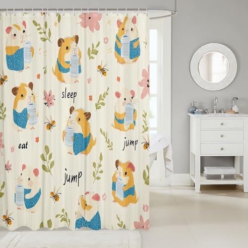 Feelyou Guinea Pig Shower Curtain Set 72x72 Beige