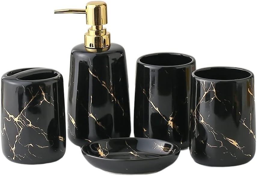 5-Piece Ceramic Bathroom Soap Dispenser Set