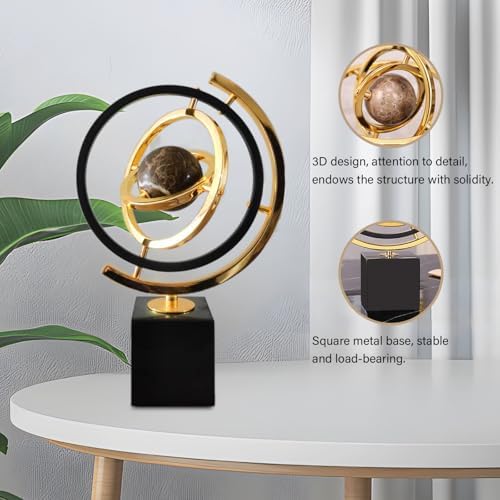 Modern Abstract Metal Globe Sculpture Decor