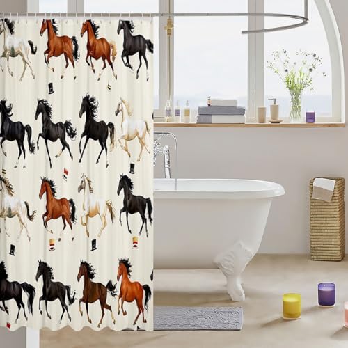 Feelyou Horse Shower Curtain Set 72x78 Galloping