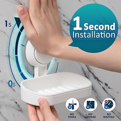 TAILI Strong Suction Soap Dish Holder for Bathroom Kitchen Shower