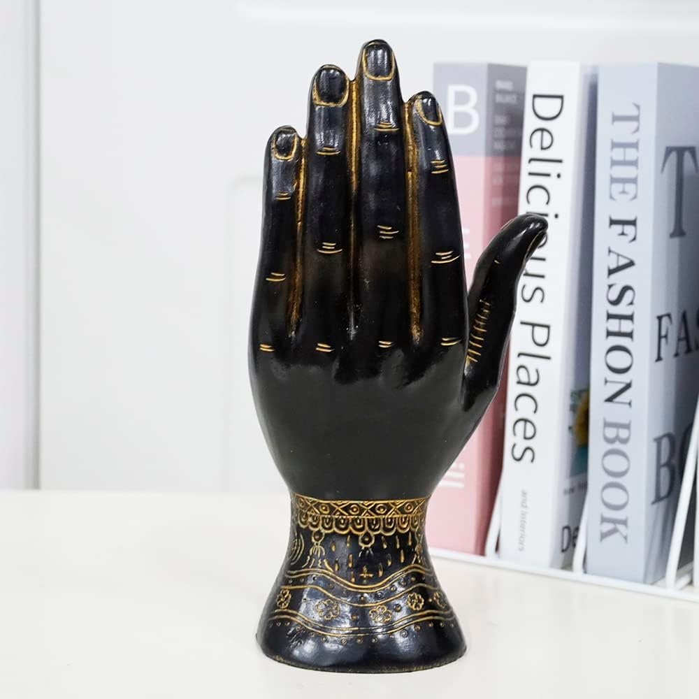 Skyant Palmistry Hand Resin Statue with Symbols Black