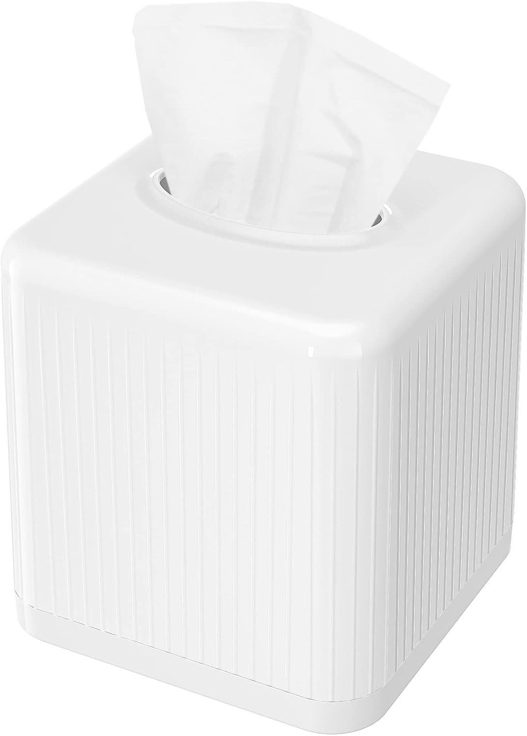 Livelab Square Tissue Box Cover with Base - White 1