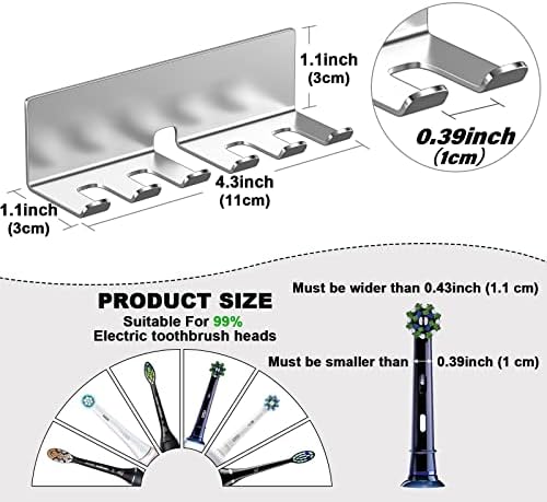 Electric Toothbrush Holder - 5 Slots SUS304 Stainless Steel Wall Mounted