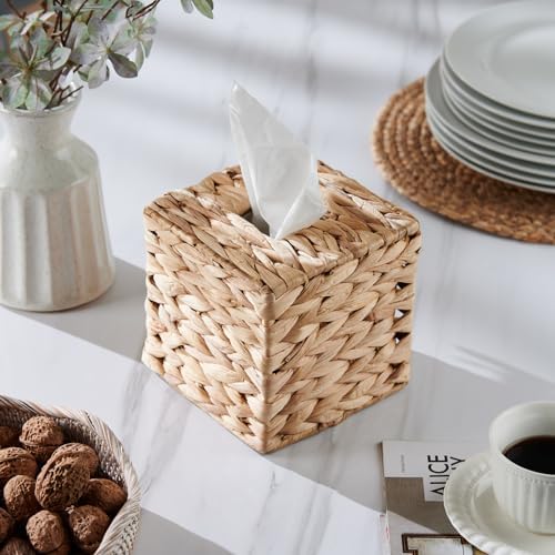 YANGQIHOME Rattan Tissue Box Cover - Boho Decorative Holder