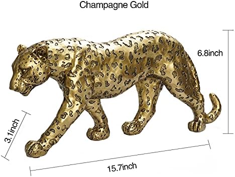 Cheetah Statue Home Decor Resin Sitting Figurine Gold Silver