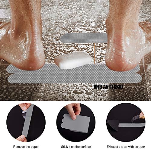 Non-Slip Bathtub Stickers 24 PCS Gray Safety Treads
