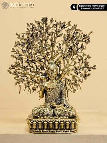 Exotic India Superfine Buddha Brass Statue - 6 Inch Zen Decor
