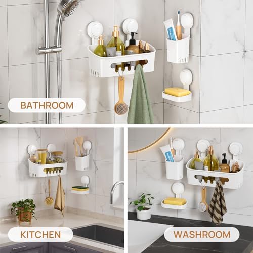 LEVERLOC Shower Caddy Suction Cup Set with 3 Holders