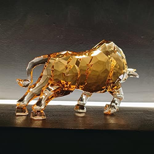 FengShui Bull Statue Acrylic Desk Decor Amber