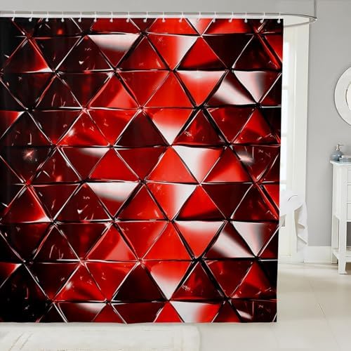 Feelyou Red Honeycomb Shower Curtain Set