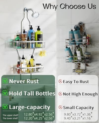 Skyapex Shower Caddy Hanging Organizer with Extra Large Shelf and 3 Tier Design