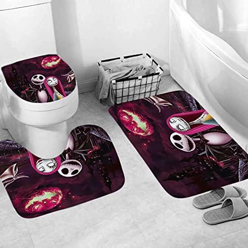 DDS-DUDES 4Pcs Christmas Shower Curtain Set with 12 Hooks