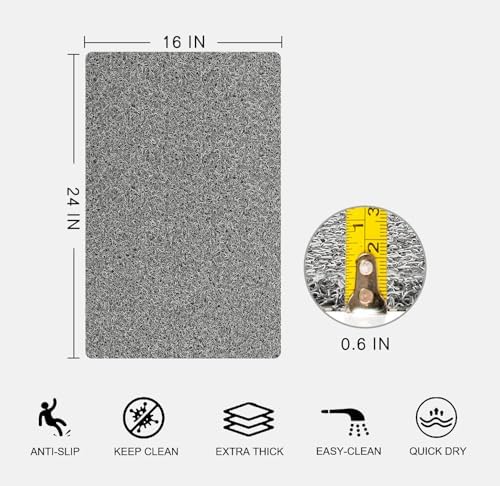 Rzoysia Non-Slip Bath Mat 06 Thick Grey 16x24