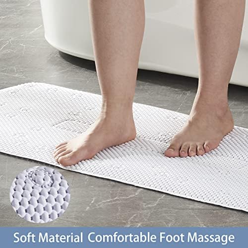 Webos Soft Bathtub Mat Non Slip with Suction Cups 40x16 Inch White