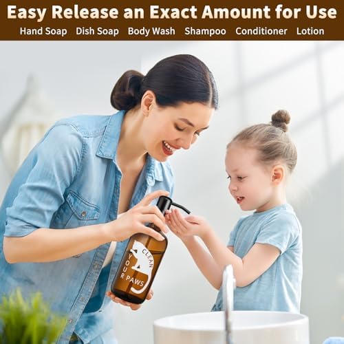 Glass Cat Soap Dispenser 17 oz with 304 Stainless Steel Pump