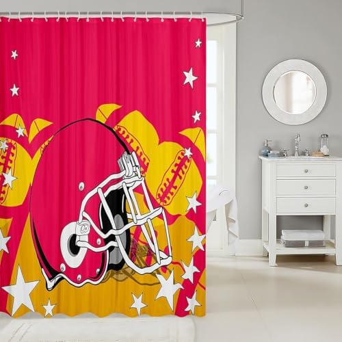 Erosebridal Sports Shower Curtain Set Pink Yellow 72x72