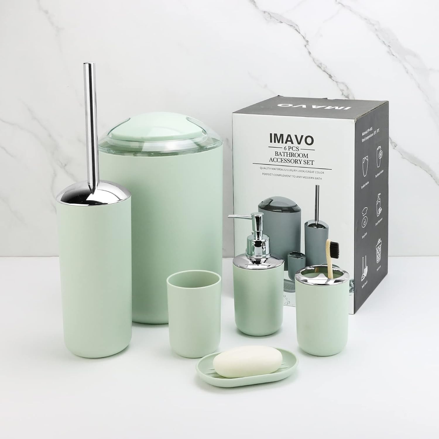 IMAVO 7-Piece Grey Bathroom Accessories Set